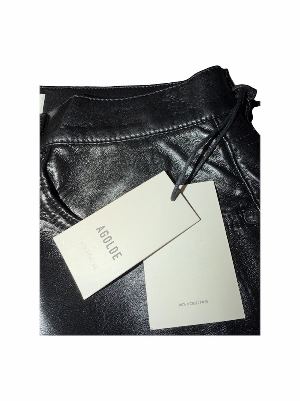 NWT Agolde Size 31 Black 90’s Pinch Waist Recycled Leather Pants Detox - Picture 8 of 9